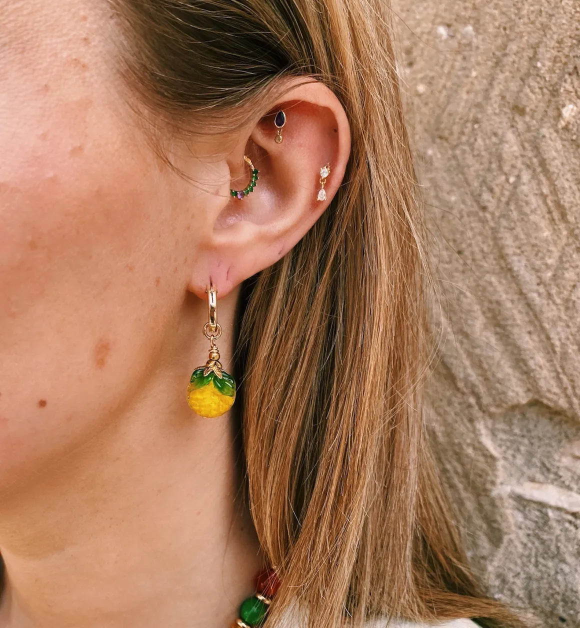 Brinker + Eliza ​Verguld | Fruit Salad Orange/Yellow Earrings