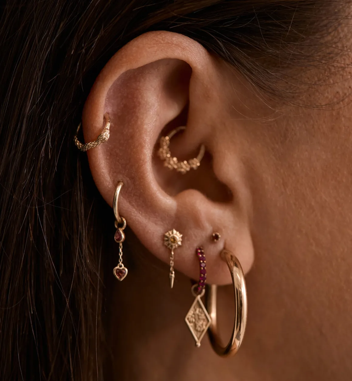 Anna + Nina 14K Goud | Charming Serpent Helix Piercing 14K YellowGold