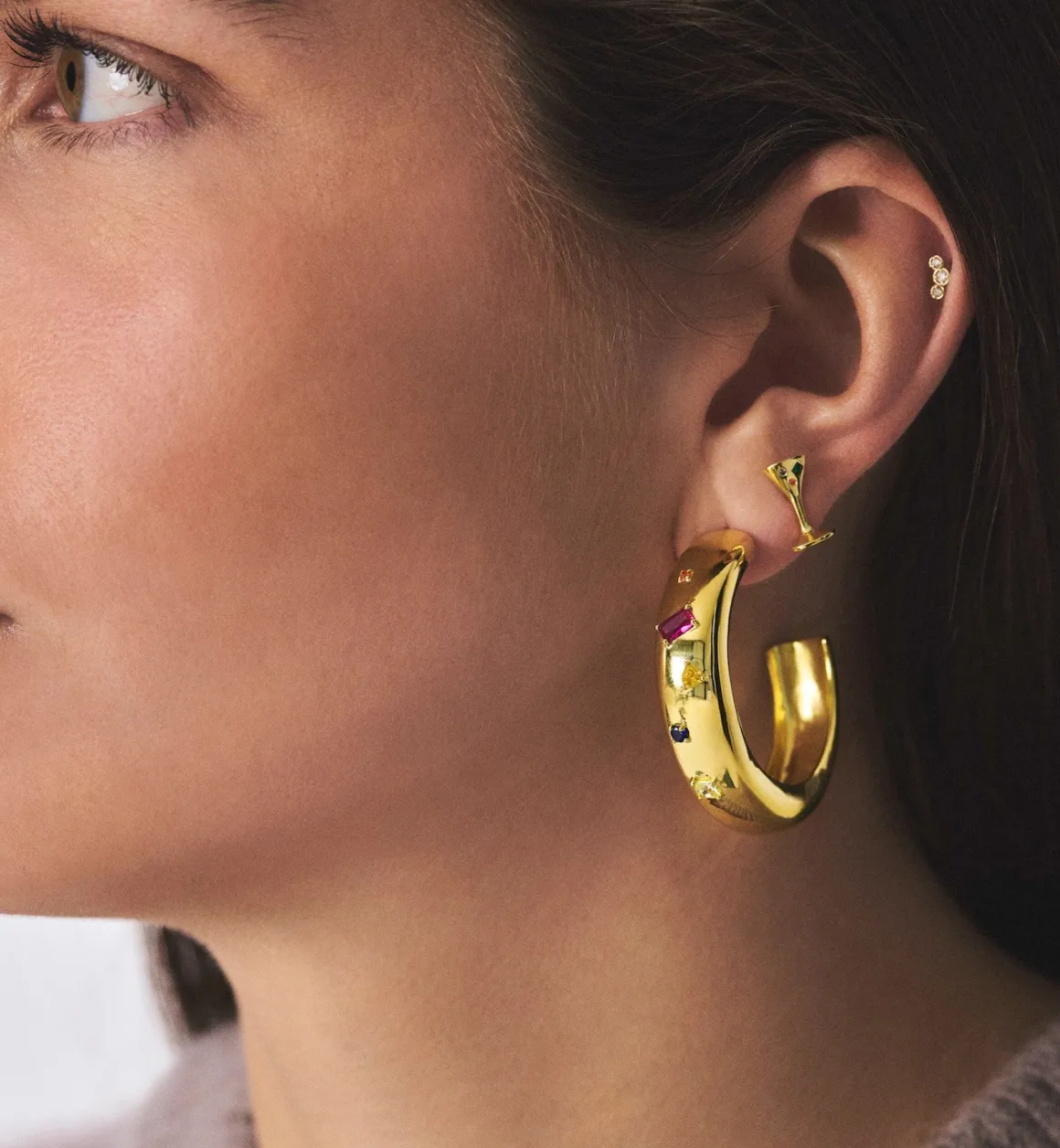 Anna + Nina ​Verguld | Zilver & Verzilverd | Cosmos Hoop Earrings