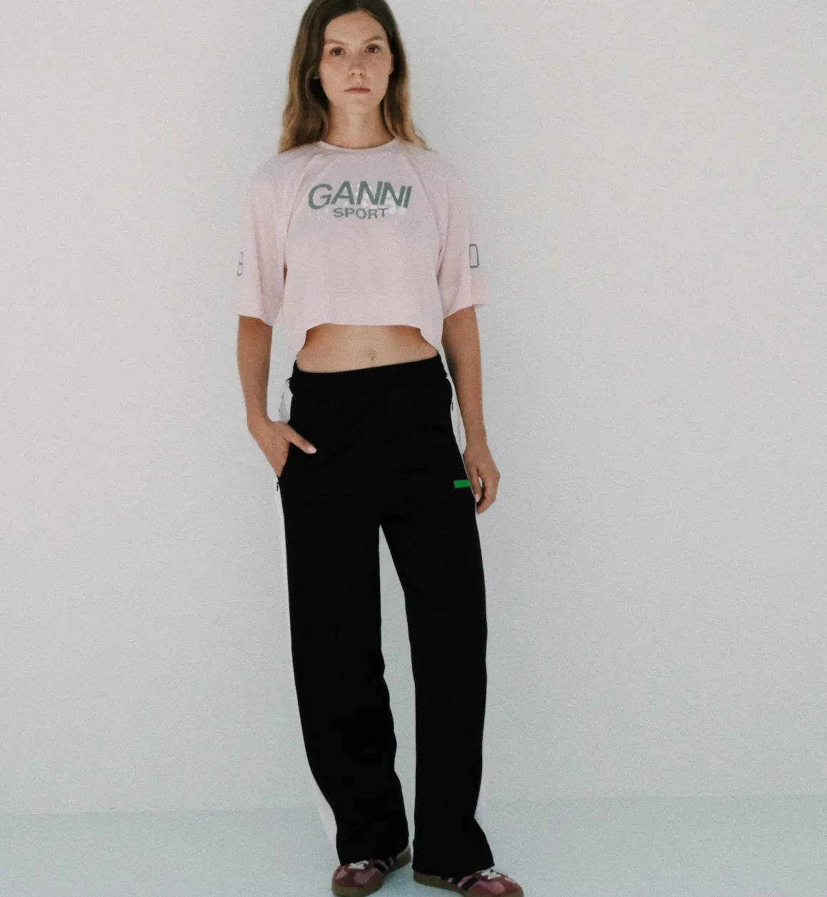 GANNI Tops | Active Mesh Cropped T-shirt Pink