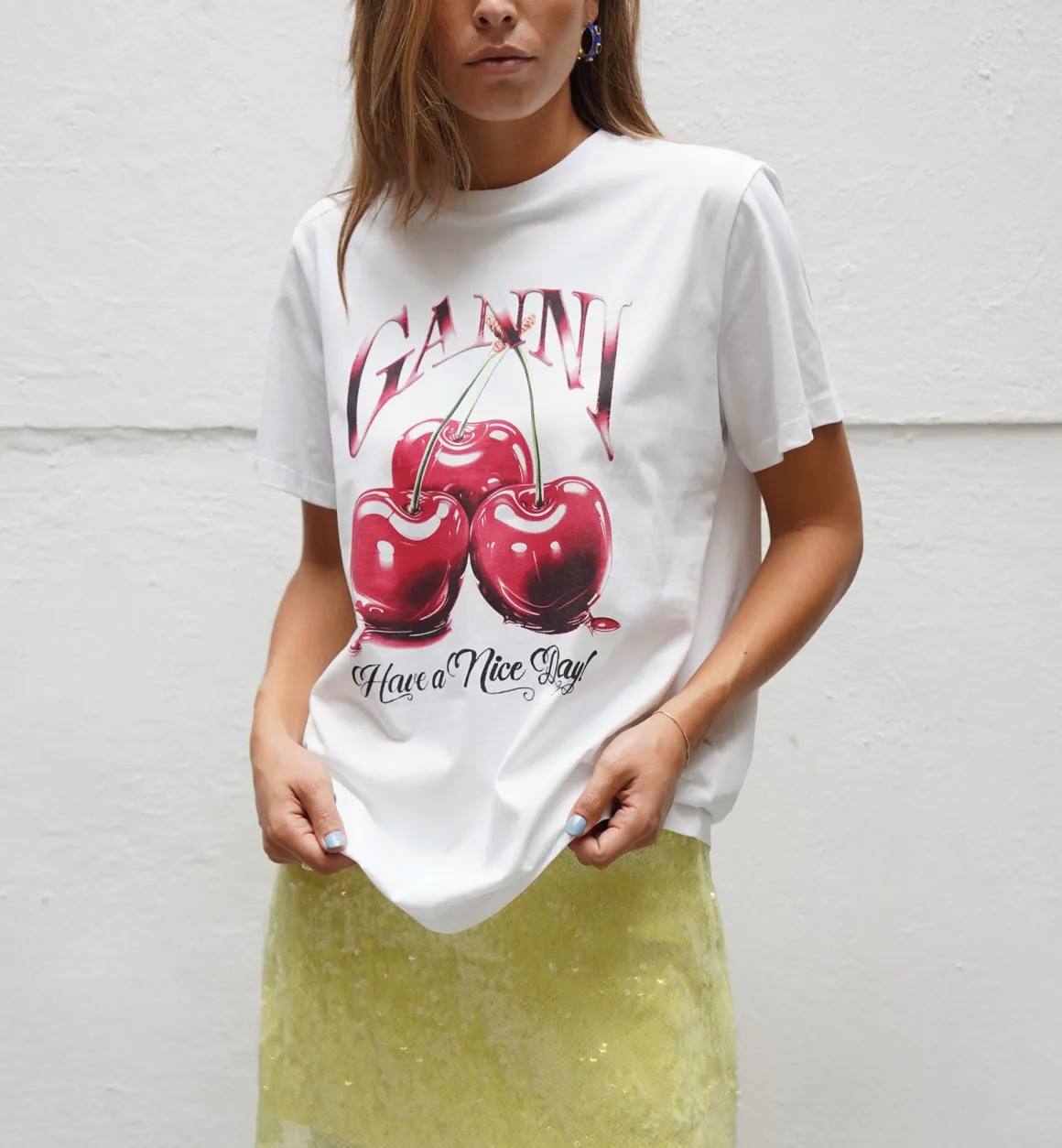 GANNI Tops | Basic Cherry T-shirt White