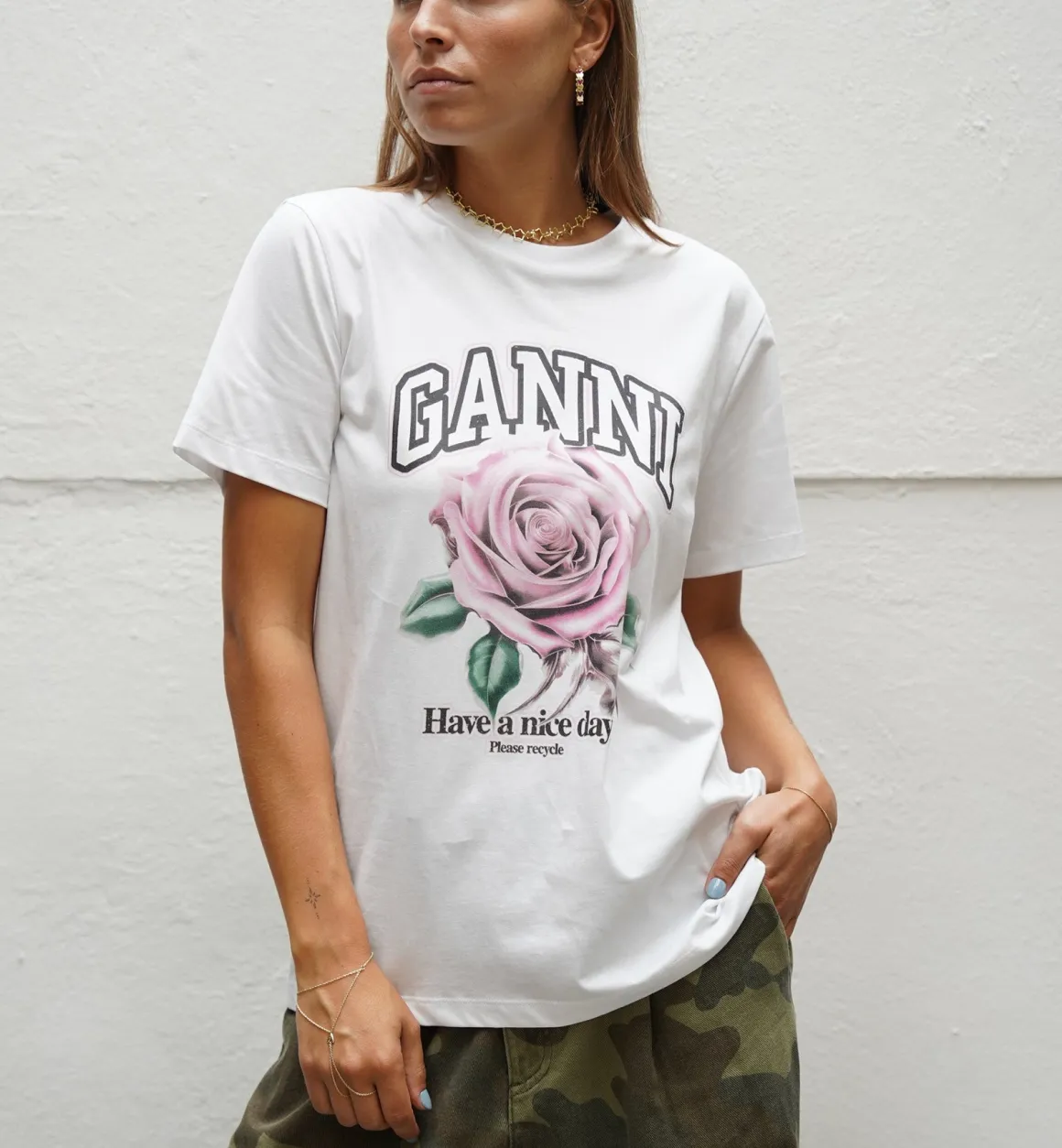 GANNI Tops | Basic Rose T-shirt White