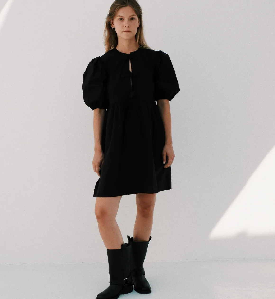 GANNI Jurken | Tie String Mini Dress Black