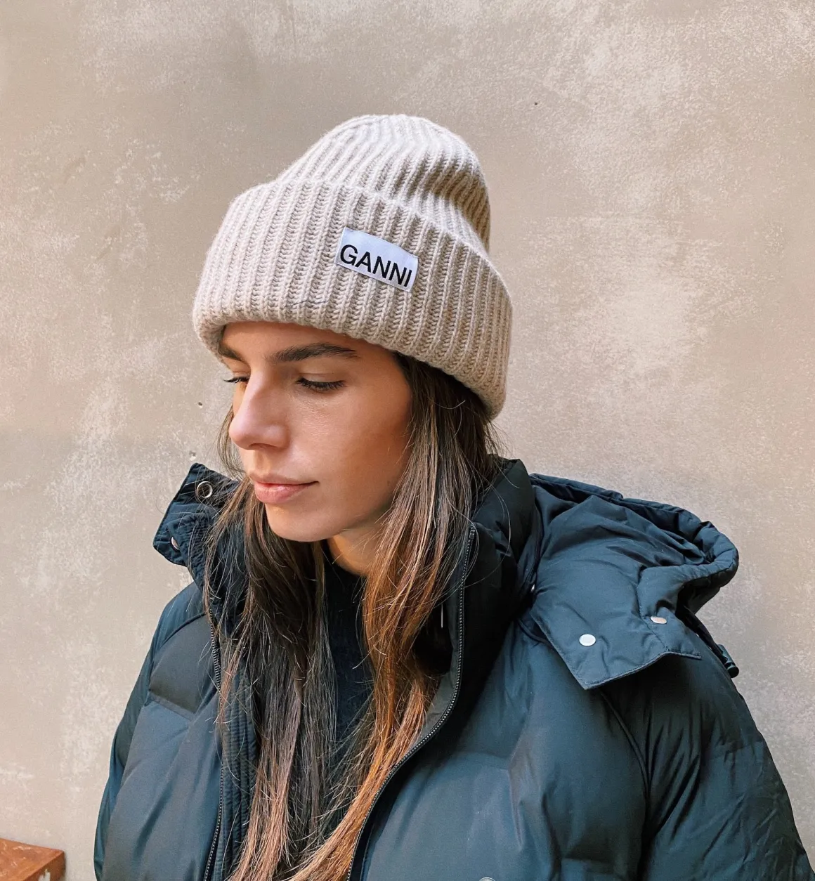 GANNI Accessories | Brown Structured Rib Beanie