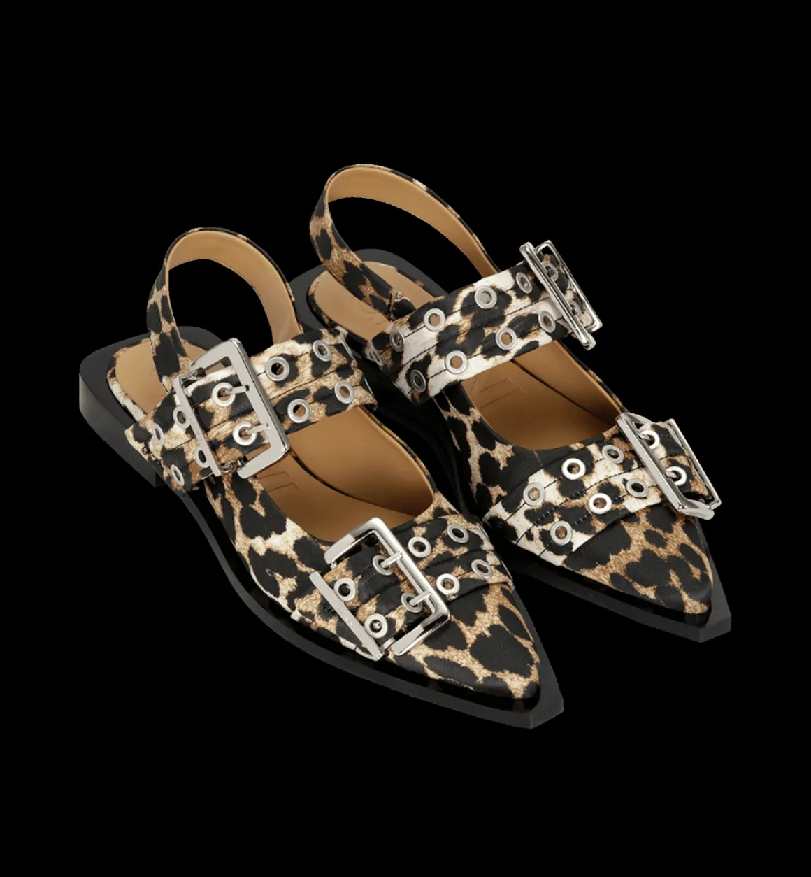 GANNI Accessories | Buckle Leopard Ballerina Brown