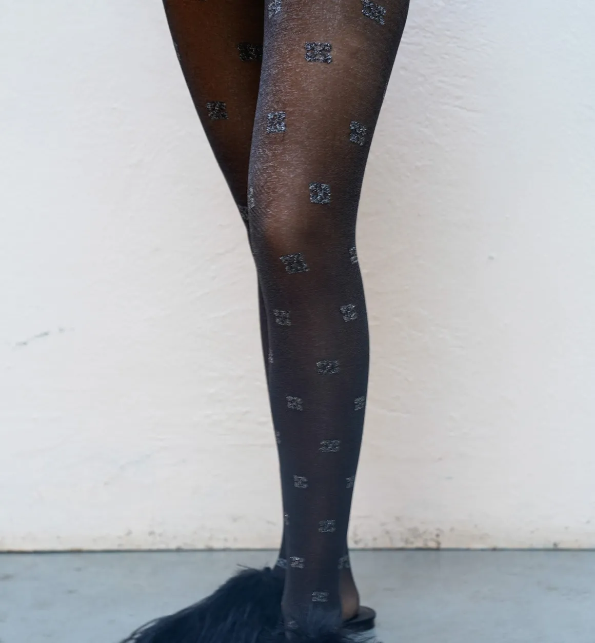 GANNI Accessories | Butterfly Lace Glitter Tight Black