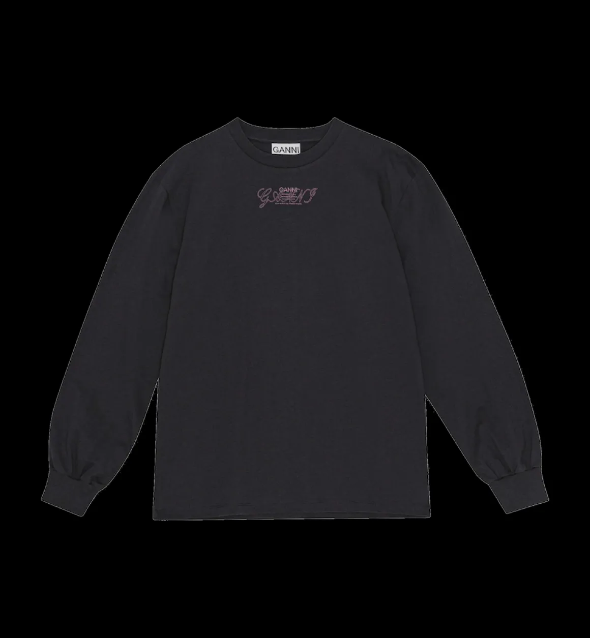 GANNI Tops | Future Long Sleeve T-shirt Black