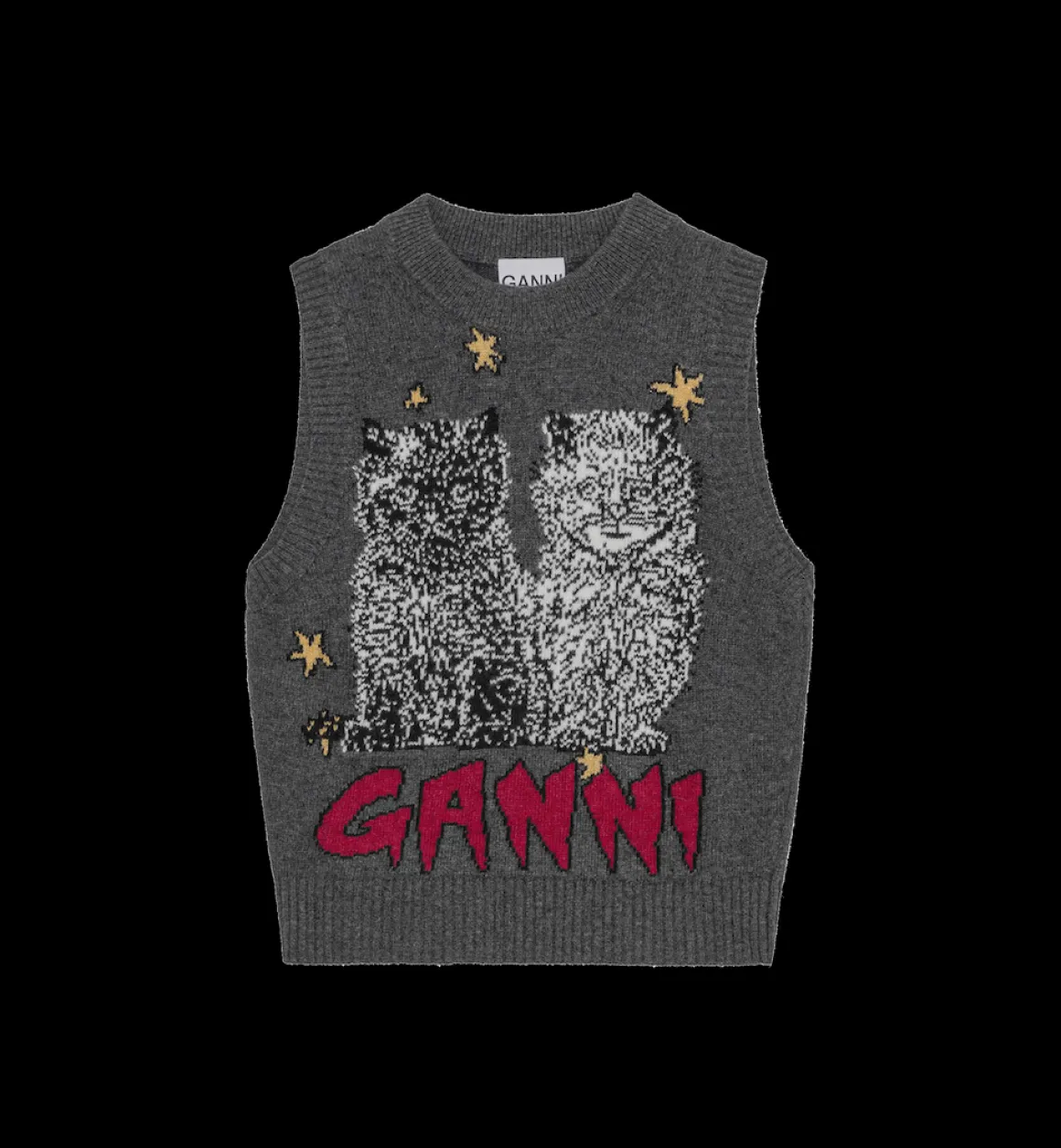 GANNI Tops | Breisels | Graphic Cats Vest Green