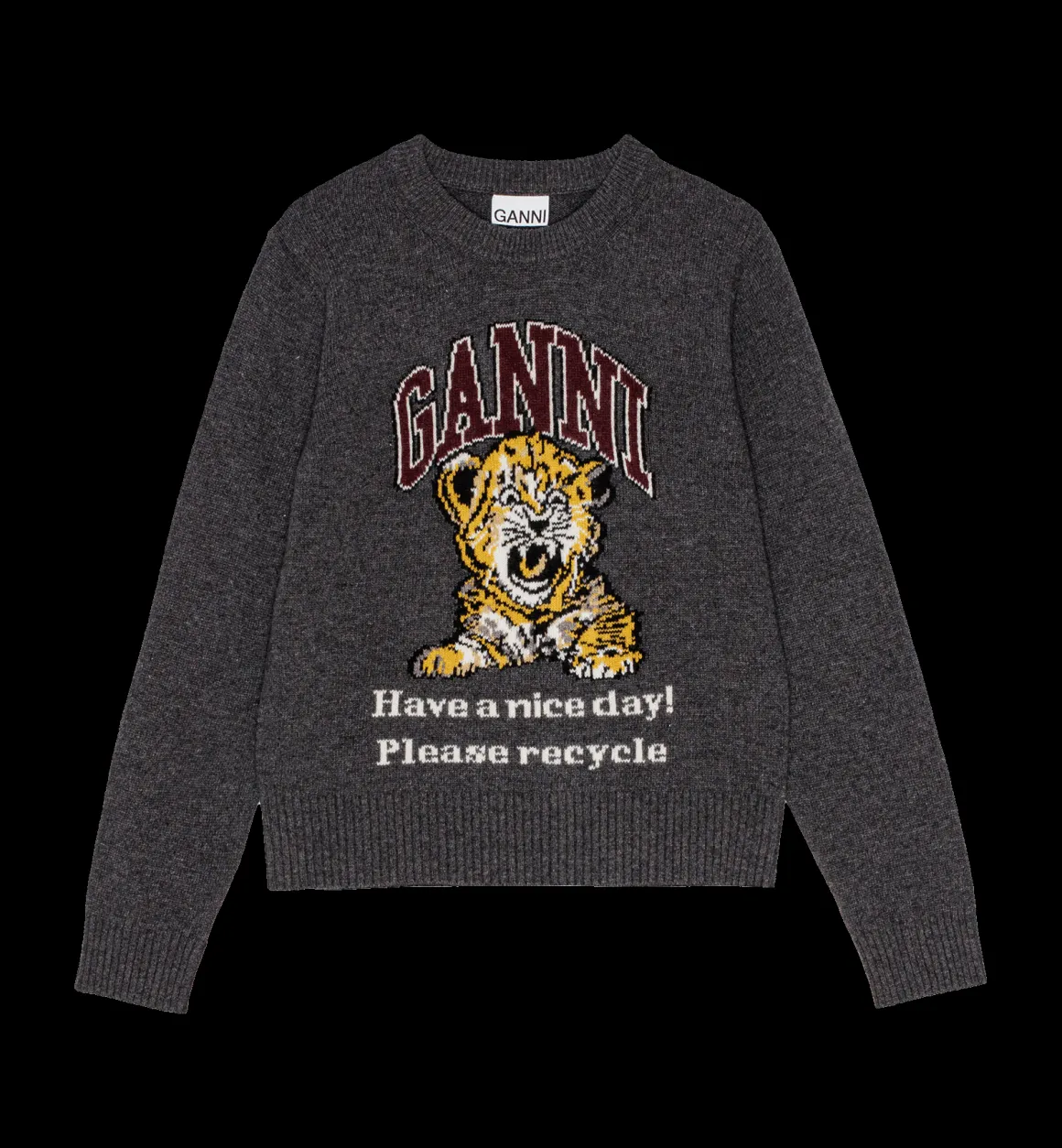 GANNI Breisels | Graphic Tiger Pullover Grey