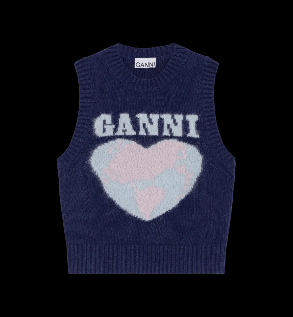 GANNI Tops | Breisels | Heart Wool Mix Vest Blue