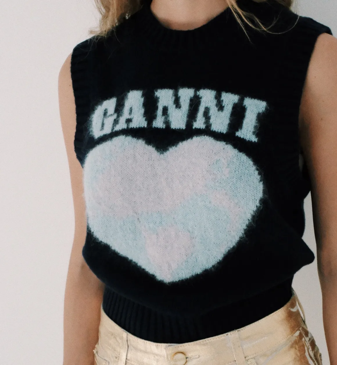 GANNI Tops | Breisels | Heart Wool Mix Vest Blue