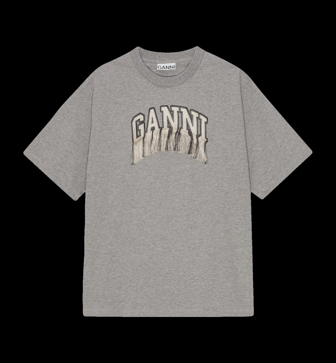 GANNI Tops | Heavy Fringe T-shirt Grey