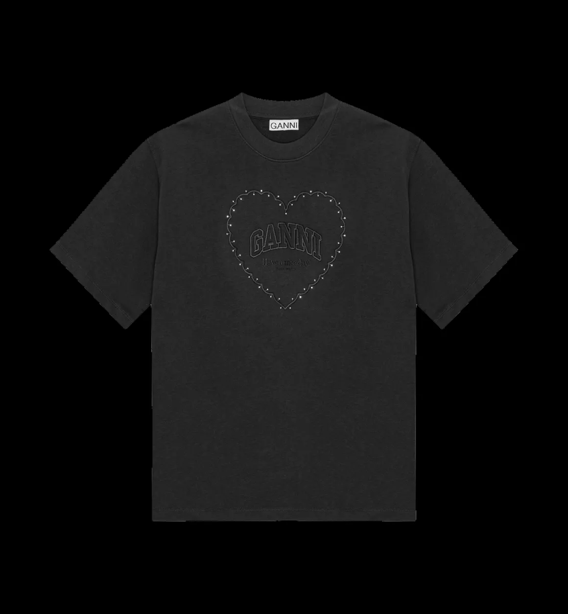 GANNI Tops | Heavy Heart T-shirt Black