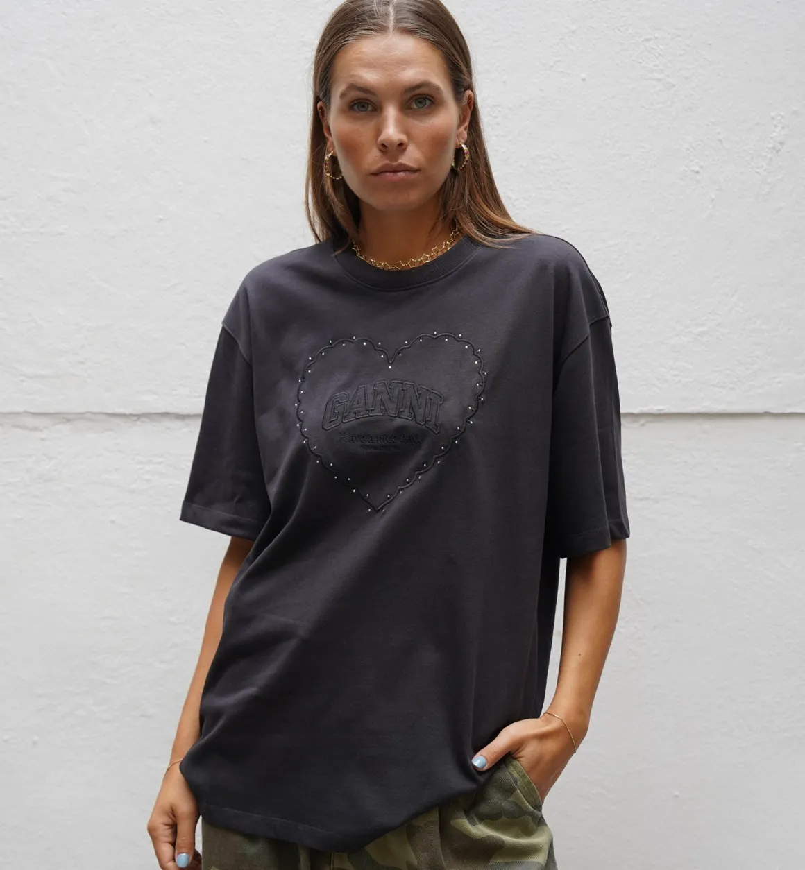 GANNI Tops | Heavy Heart T-shirt Black