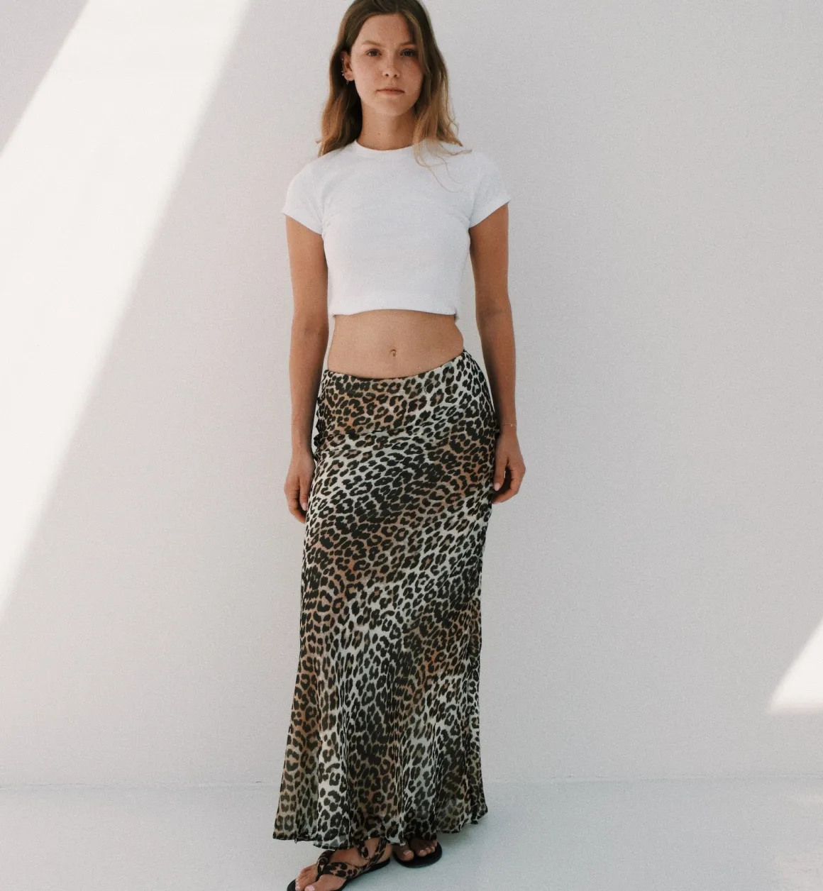 GANNI Broeken & Rokken | Leopard Chiffon Maxi Skirt Brown