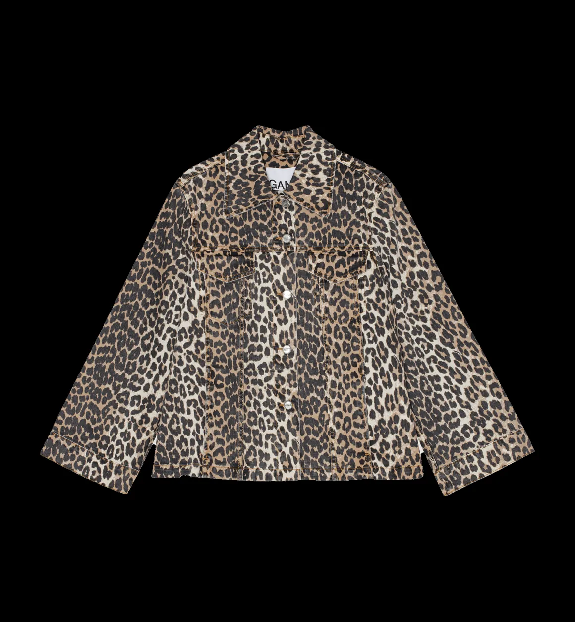 GANNI Jassen | Co-Ords | Leopard Denim Jacket Brown