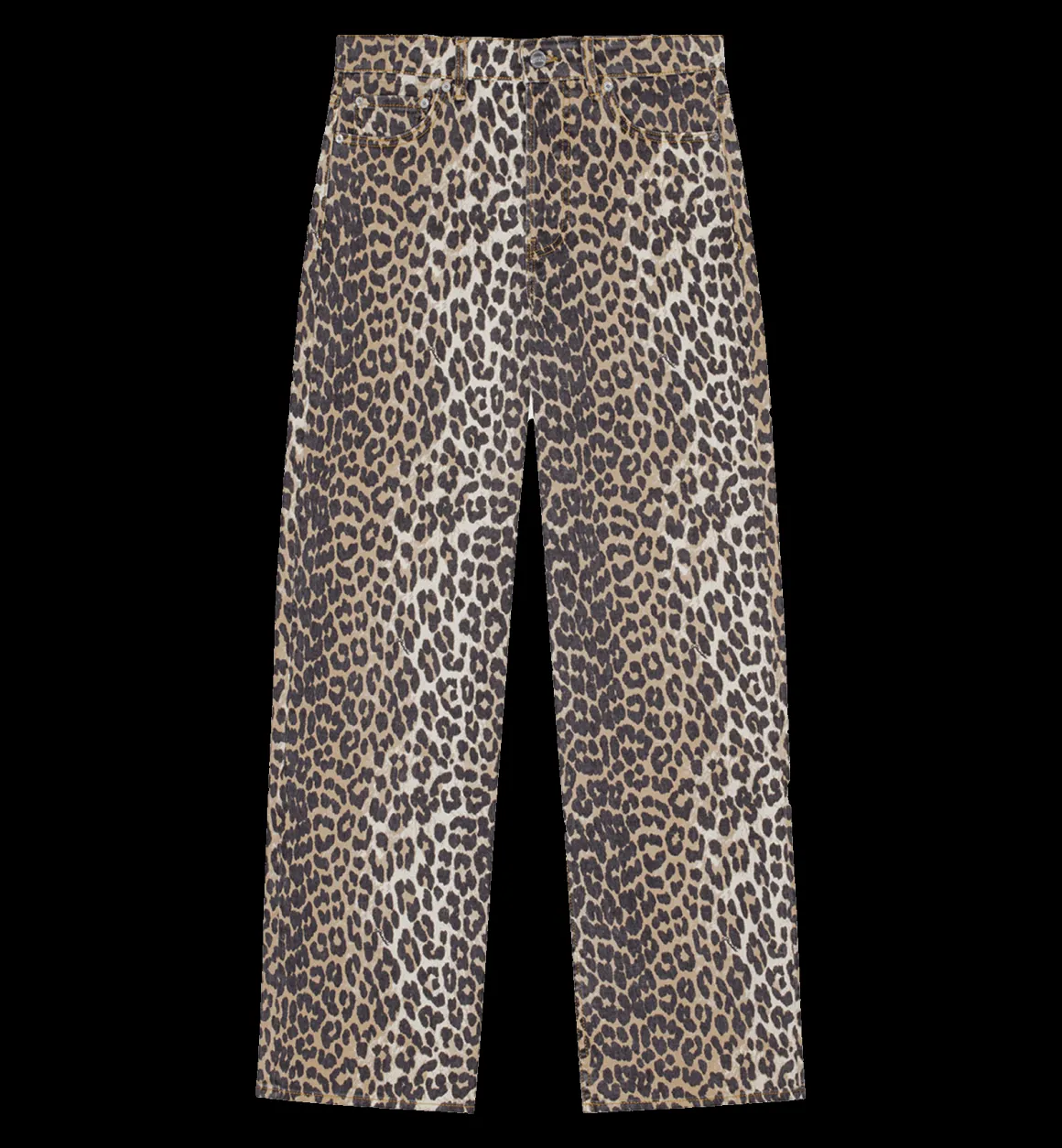 GANNI Broeken & Rokken | Co-Ords | Leopard Izey Denim Jeans Brown