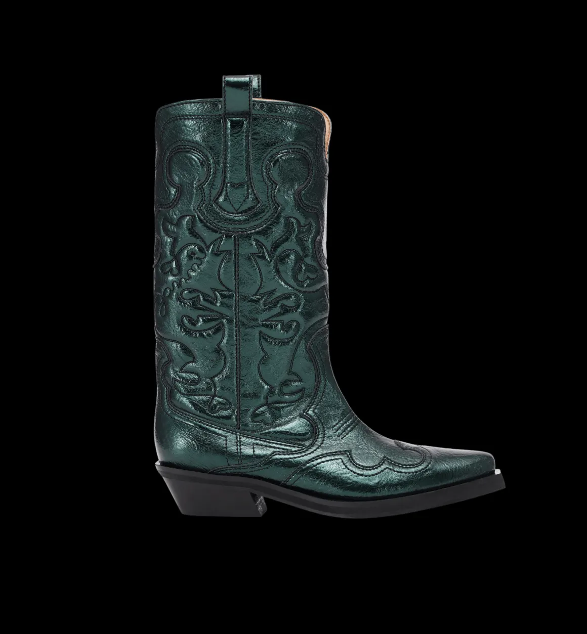 GANNI Accessories | Mid Shaft Western Metallic Boots Green