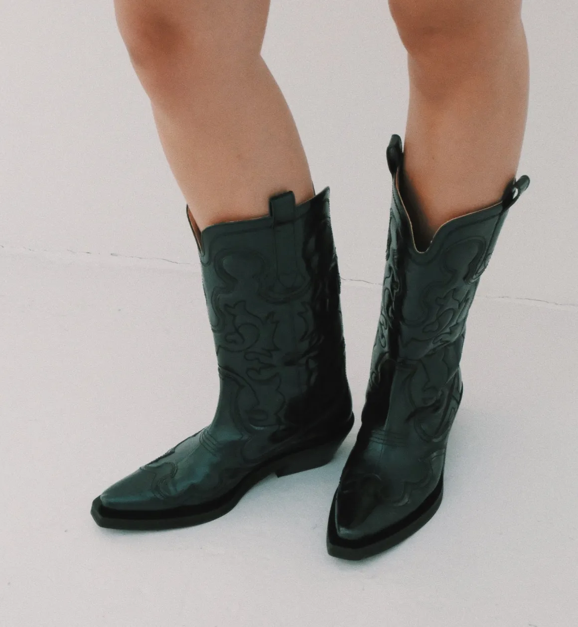 GANNI Accessories | Mid Shaft Western Metallic Boots Green