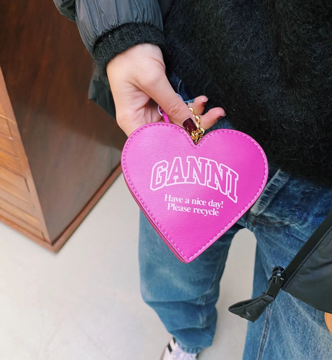 GANNI Accessories | Pink Funny Heart Zipped Coin Purse