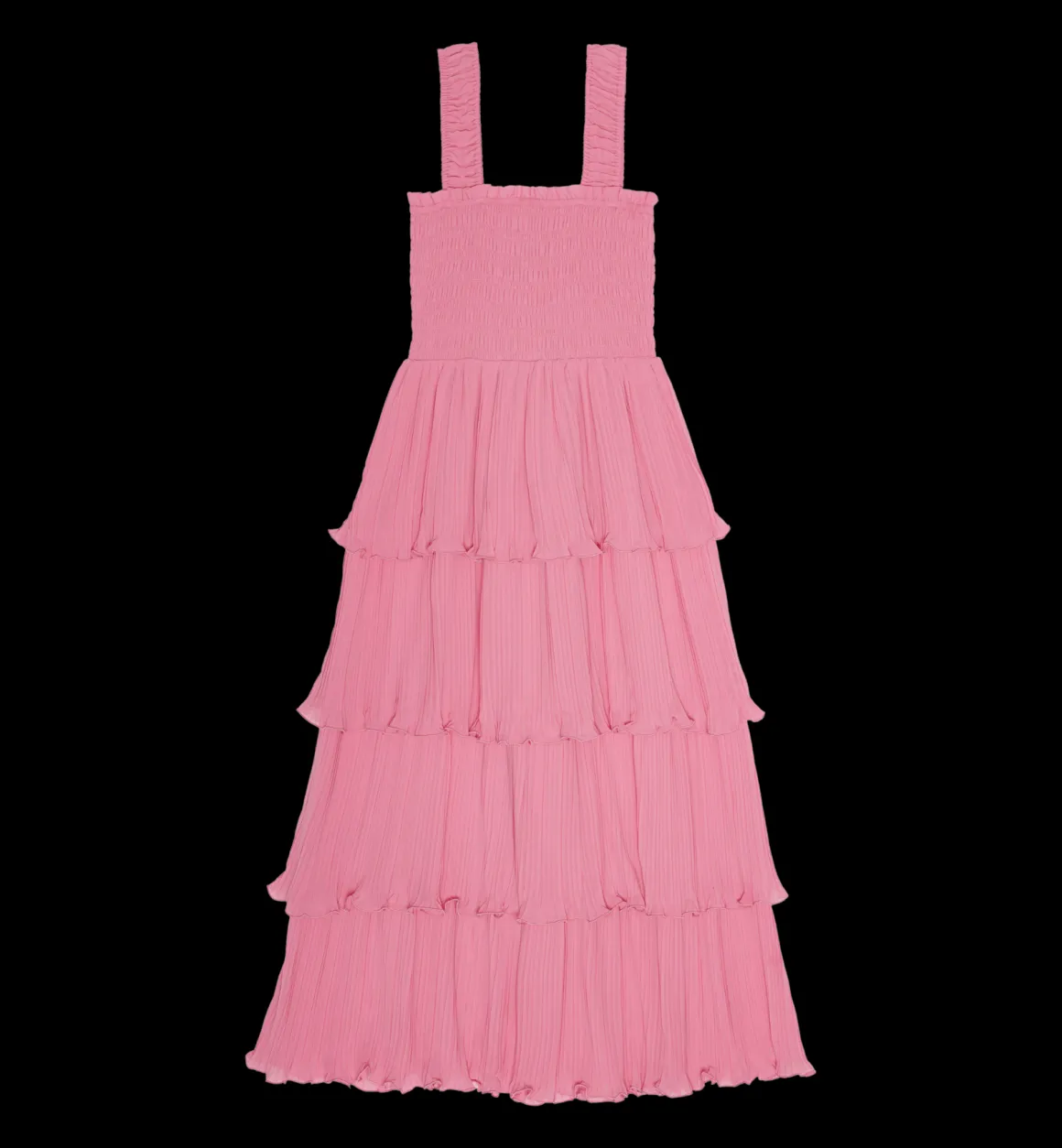 GANNI Jurken | Pleated Georgette Midi Strap Dress Pink