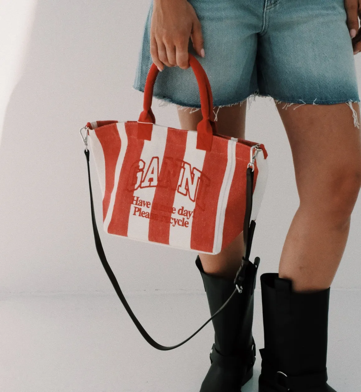 GANNI Accessories | Red Stripes Small Easy Shopper