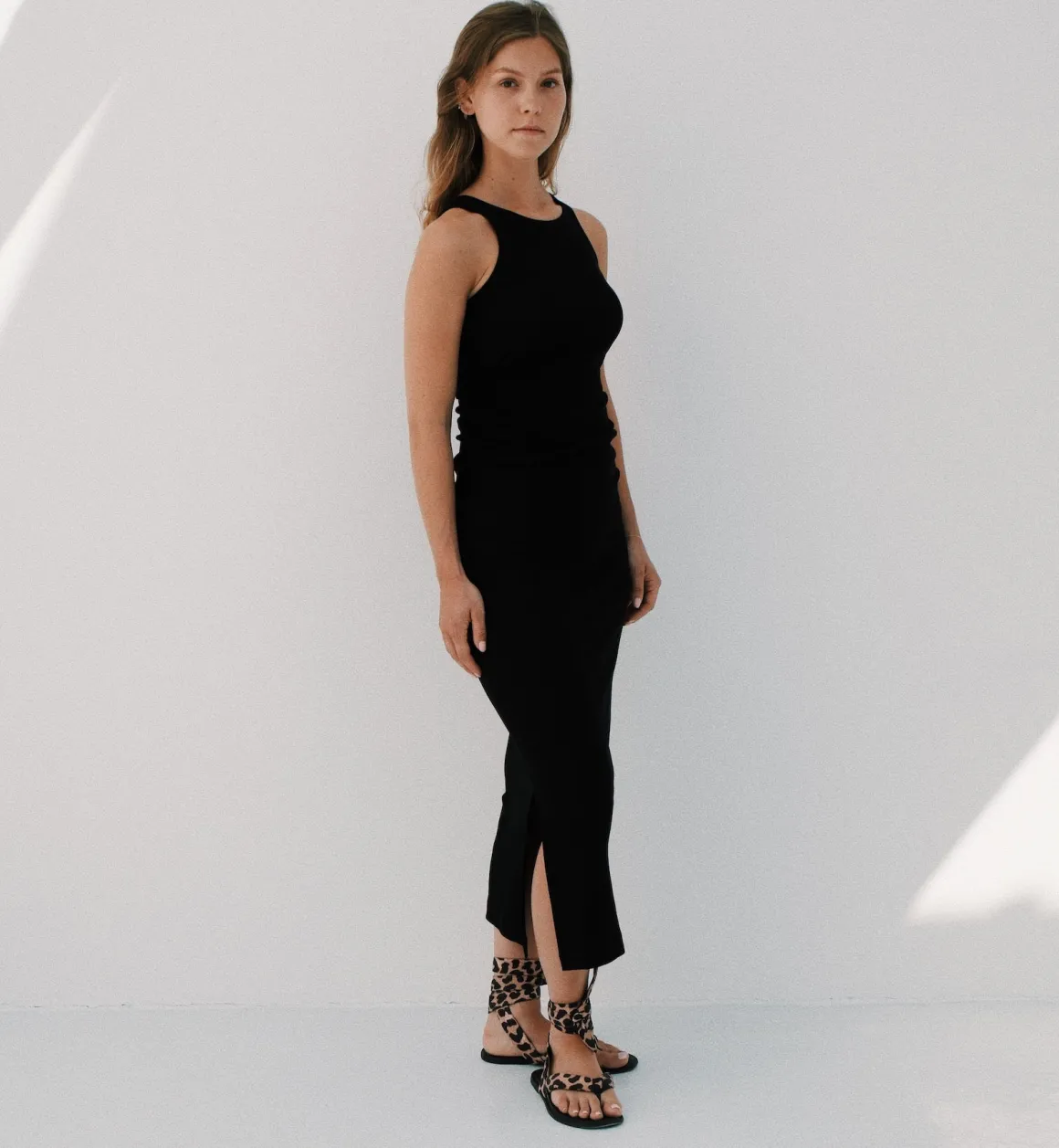 GANNI Jurken | Rib Tank Top Long Dress Black