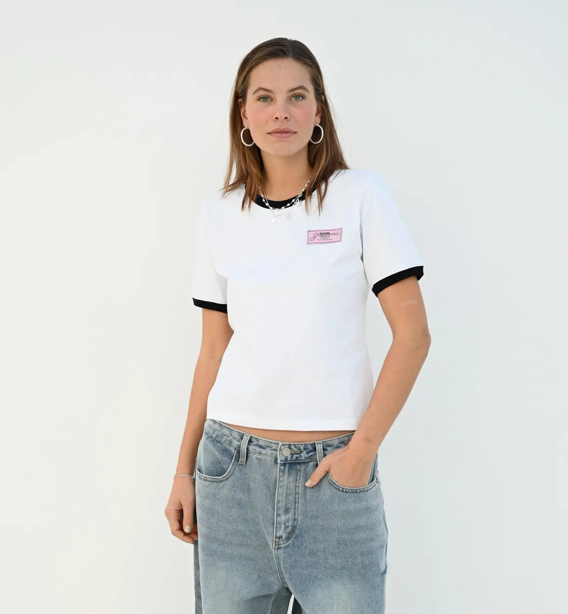 GANNI Tops | Small T-shirt White