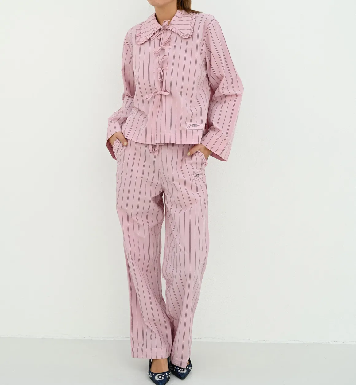 GANNI Broeken & Rokken | Co-Ords | Stripe Pyjama Pants Pink