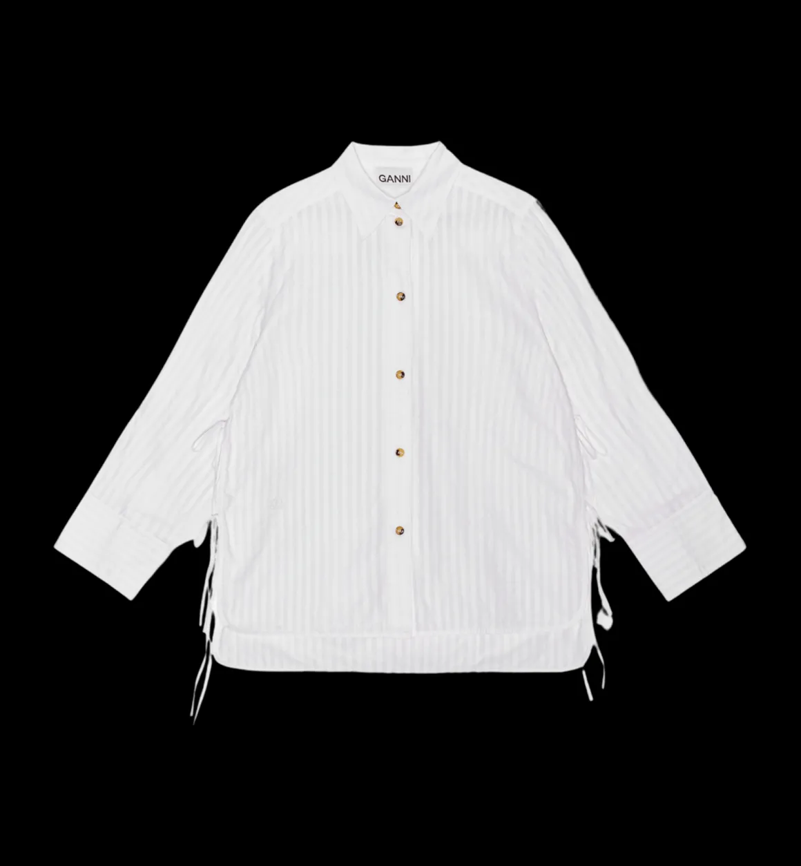 GANNI Tops | Tonal Stripe Oversized Shirt White