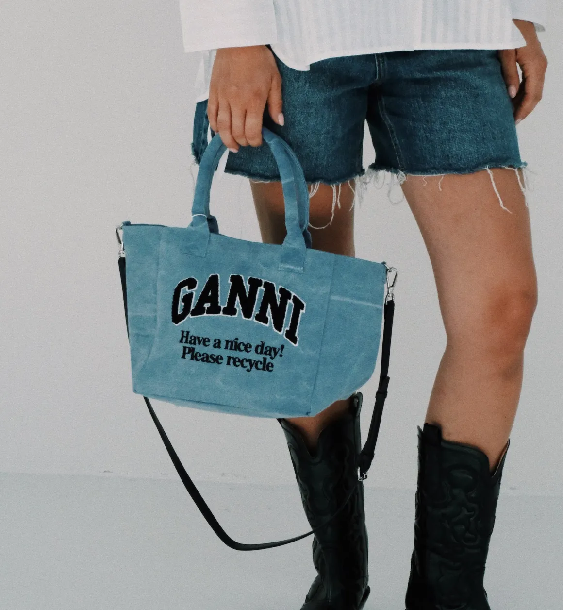 GANNI Accessories | Washed Denim Small Easy Shopper