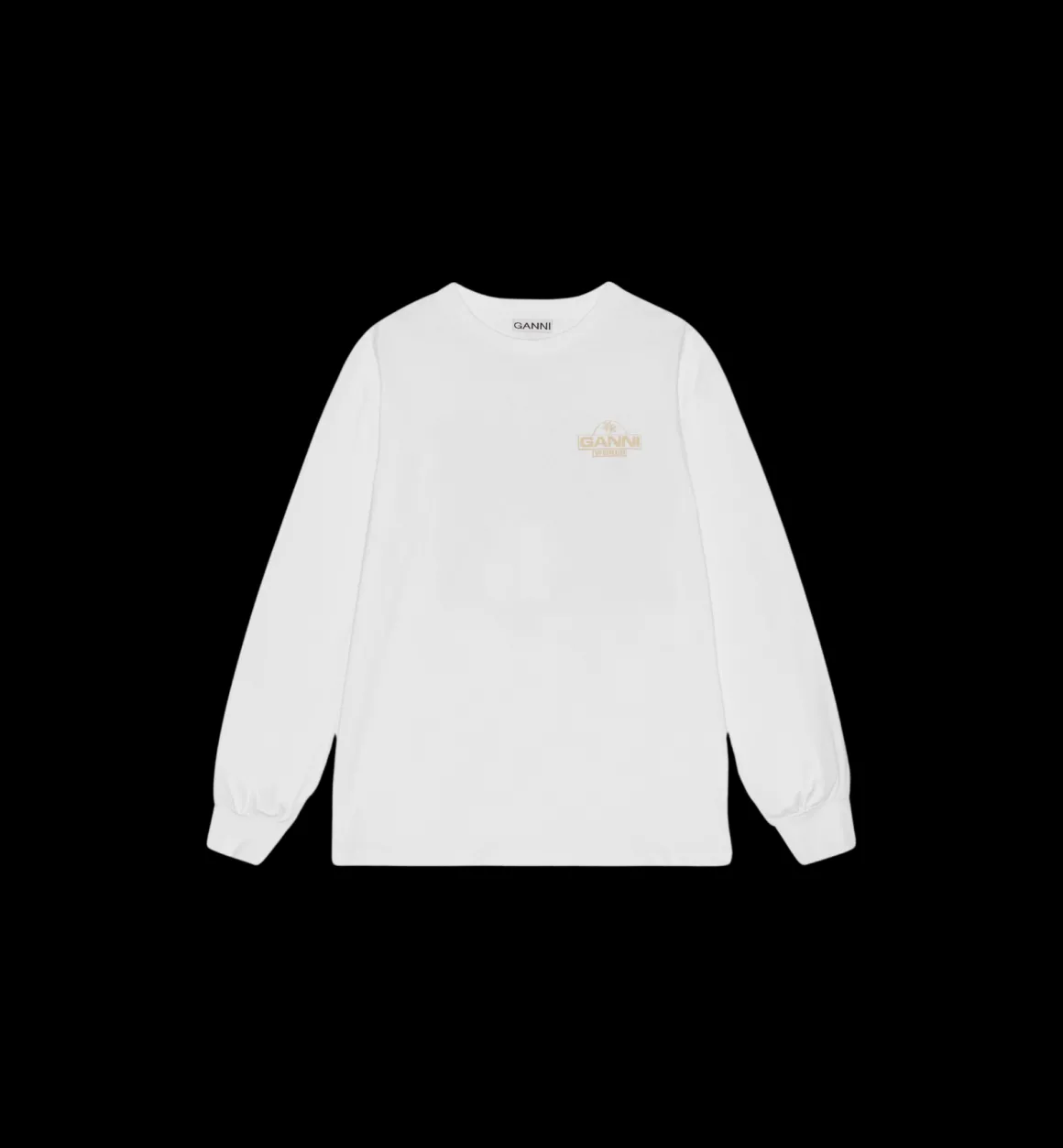 GANNI Tops | Future Palm Long Sleeve T-shirt White