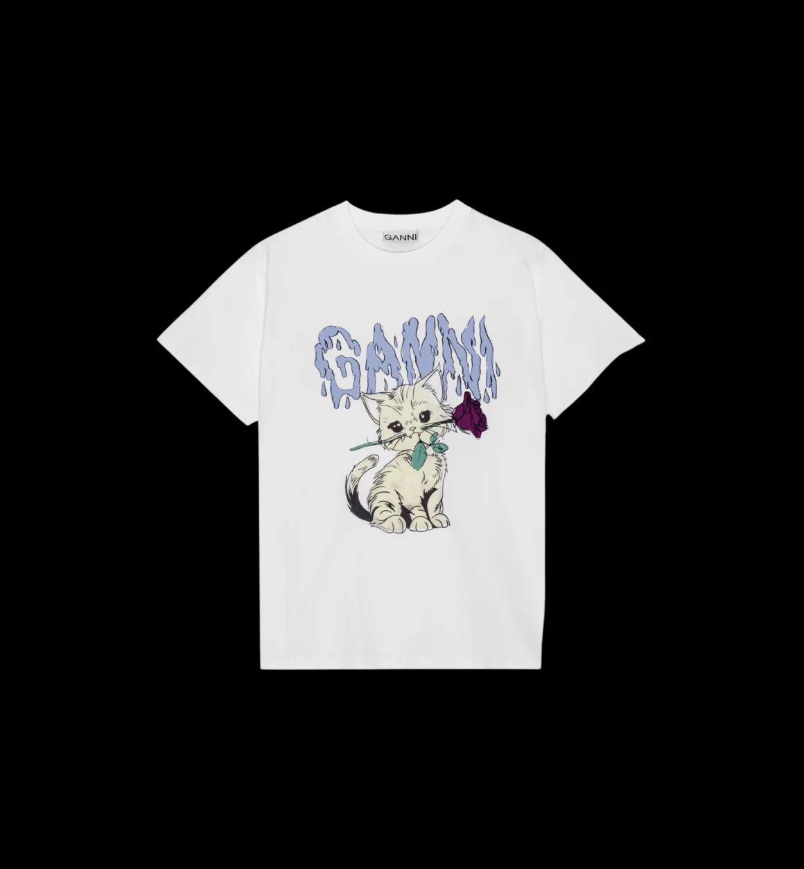 GANNI Tops | Rose Cat Relaxed T-shirt White