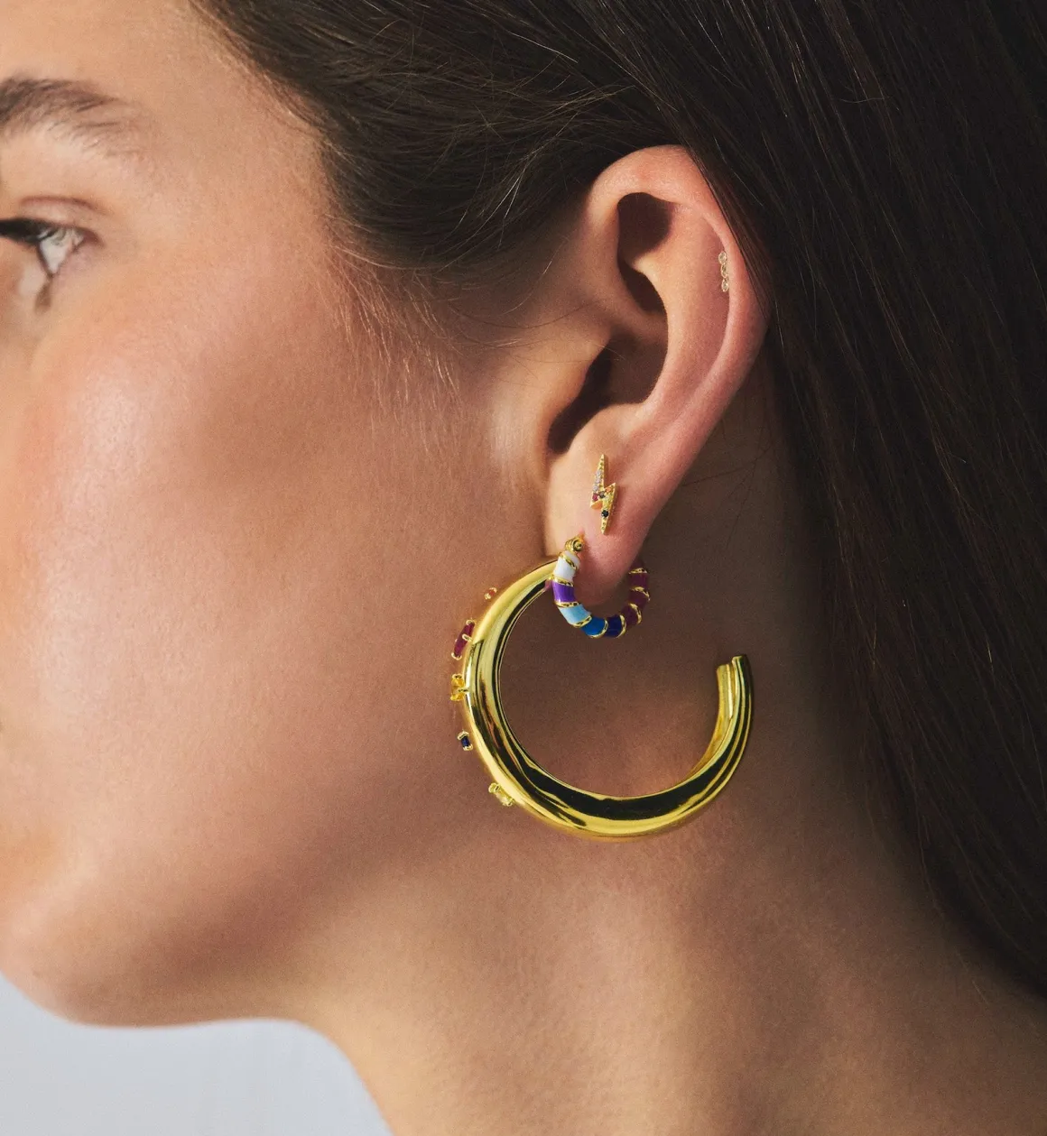 Anna + Nina ​Verguld | Zilver & Verzilverd | Holographic Hoop Earrings