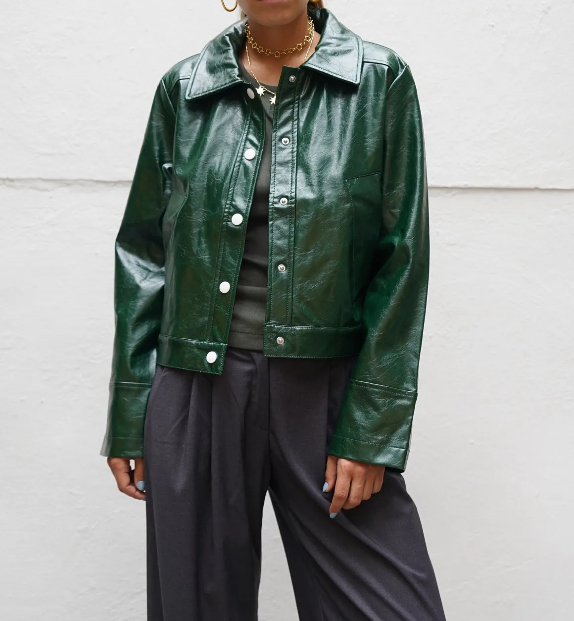 Laagam Jassen | Alexa Faux Leather Jacket Green