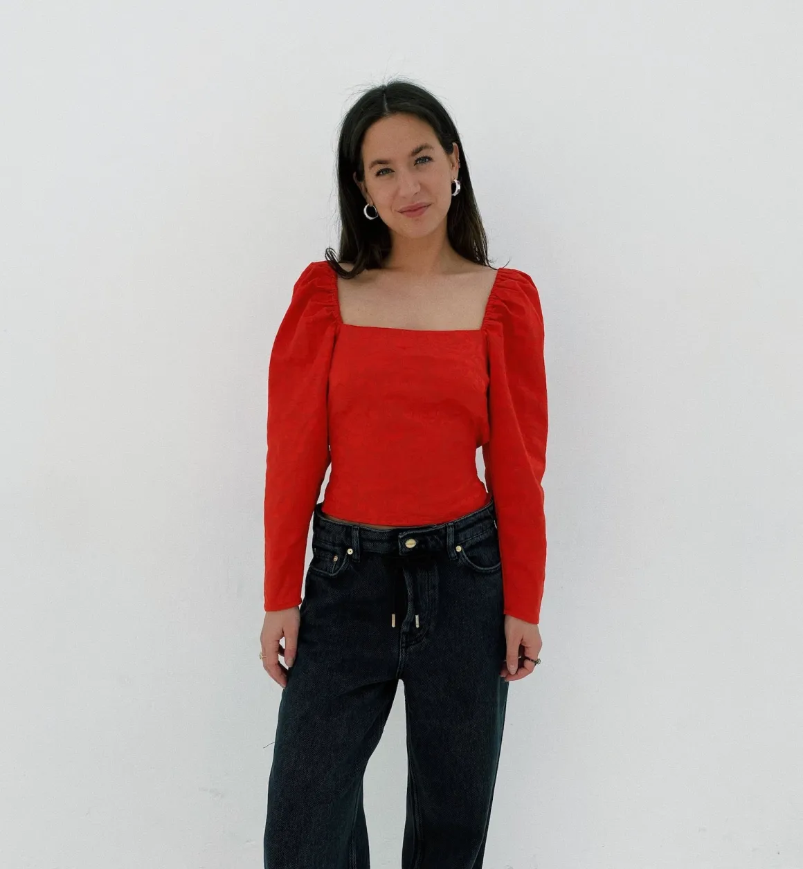 Laagam Tops | Brigitte Puff Top Red