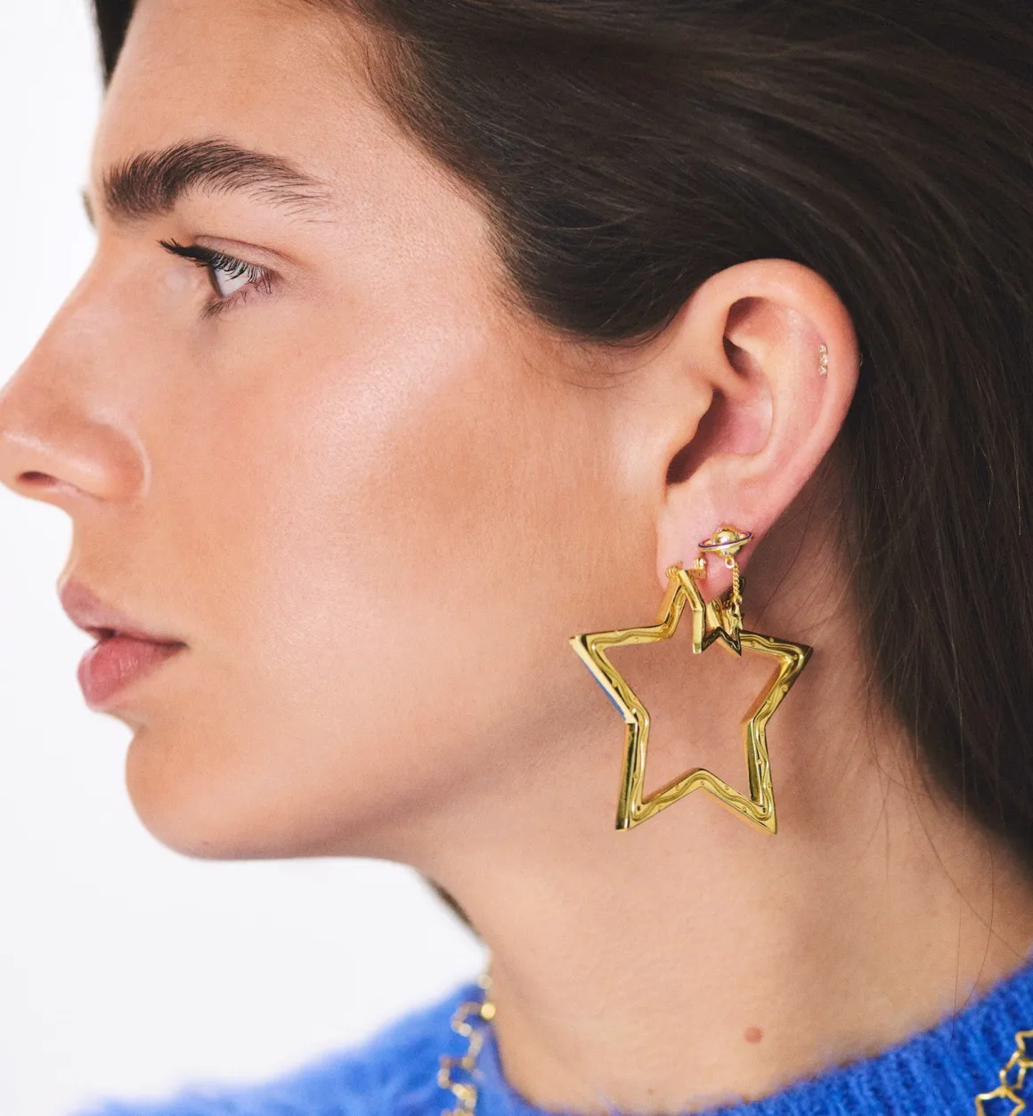 Anna + Nina ​Verguld | Zilver & Verzilverd | Large Funky Star Hoop Earrings