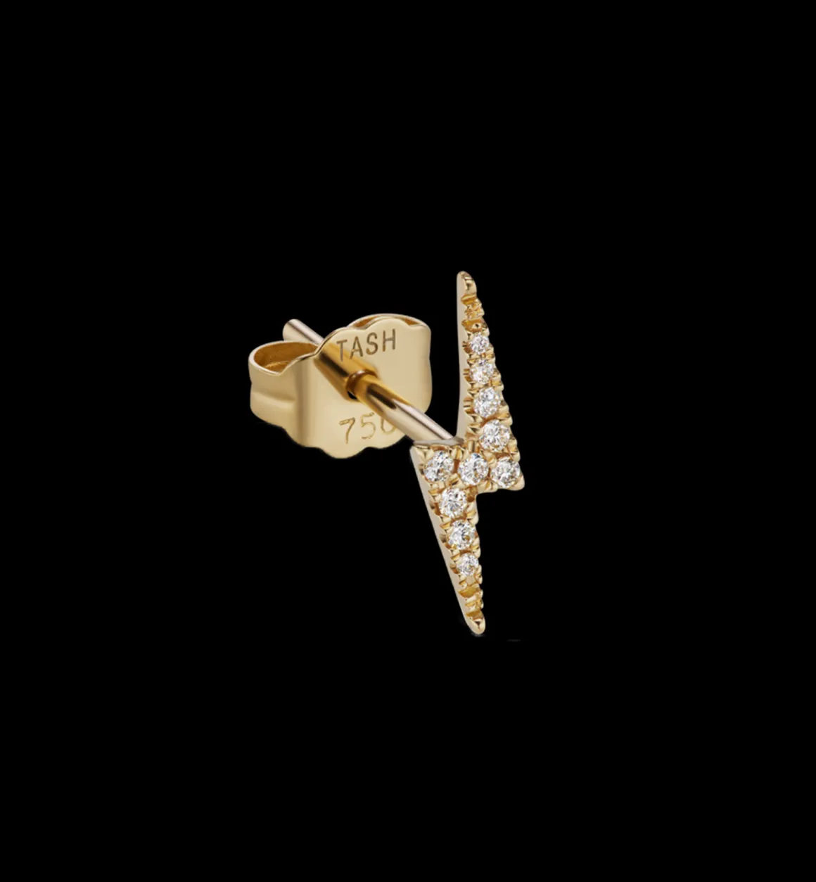 Maria Tash 14K Goud | Diamond Lightning Bolt Stud Earring 18K