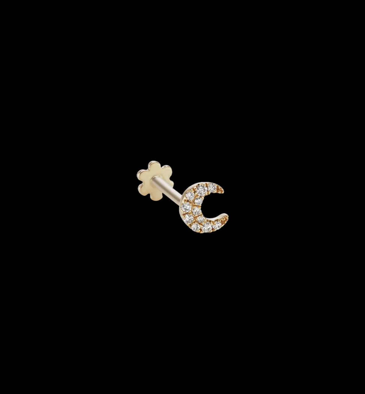 Maria Tash 14K Goud | Diamond Moon Threaded Stud Earring 14K