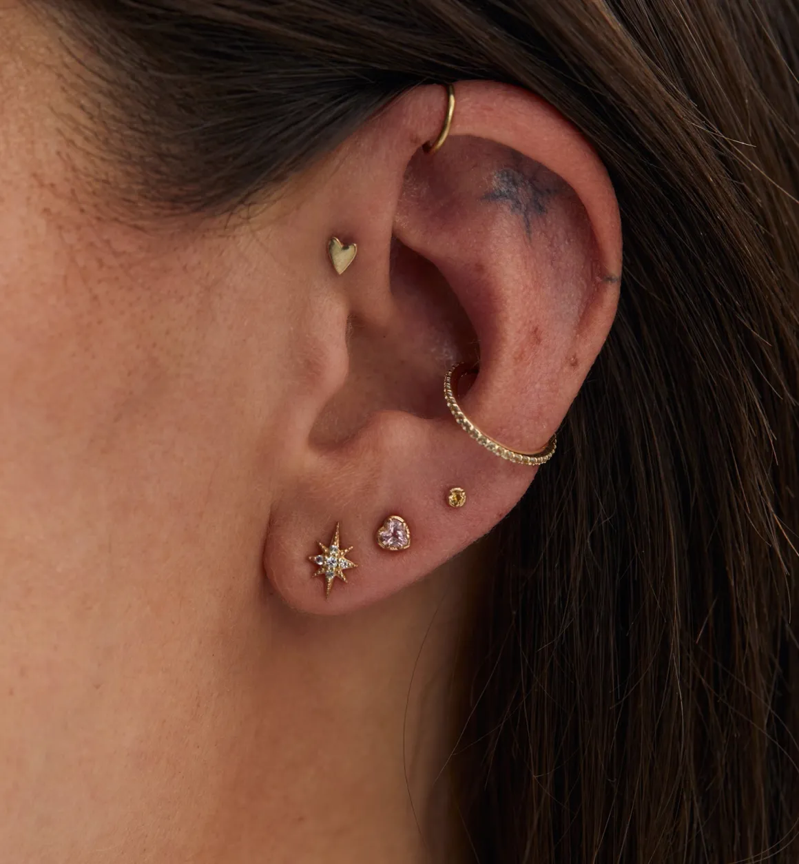 Anna + Nina 14K Goud | Mimosa Piercing Front W/G 14K