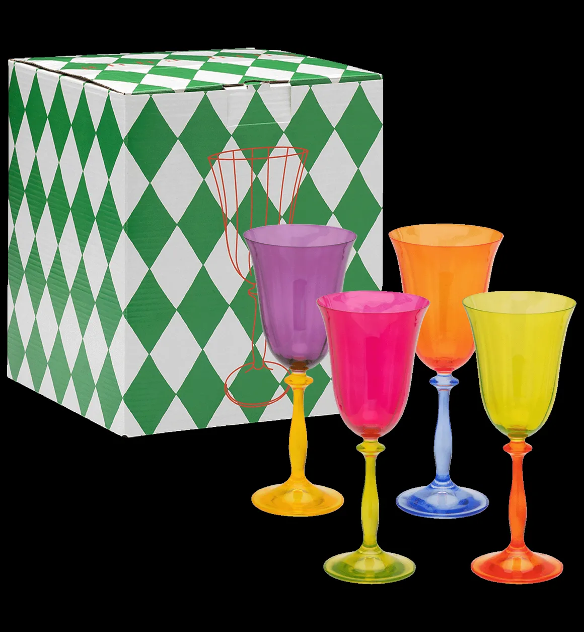 Anna + Nina - Home Servies | Glazen En Karaffen | Multicoloured Wine Glass Set of 4