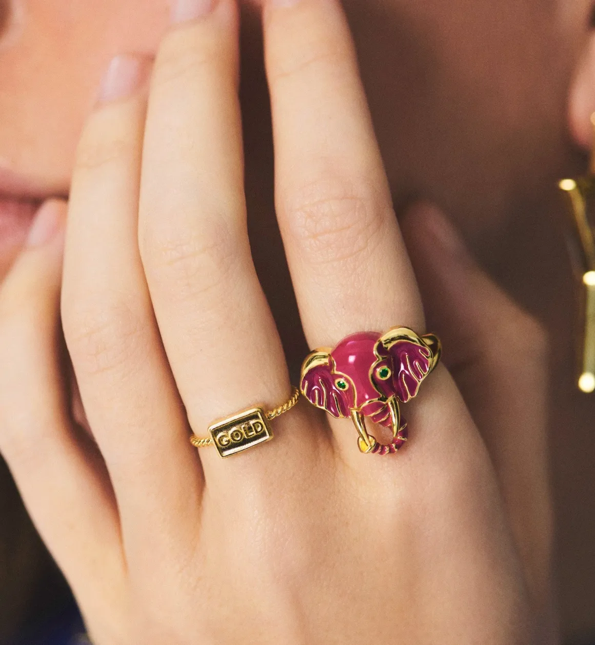 Anna + Nina ​Verguld | Zilver & Verzilverd | Pink Elephant Ring