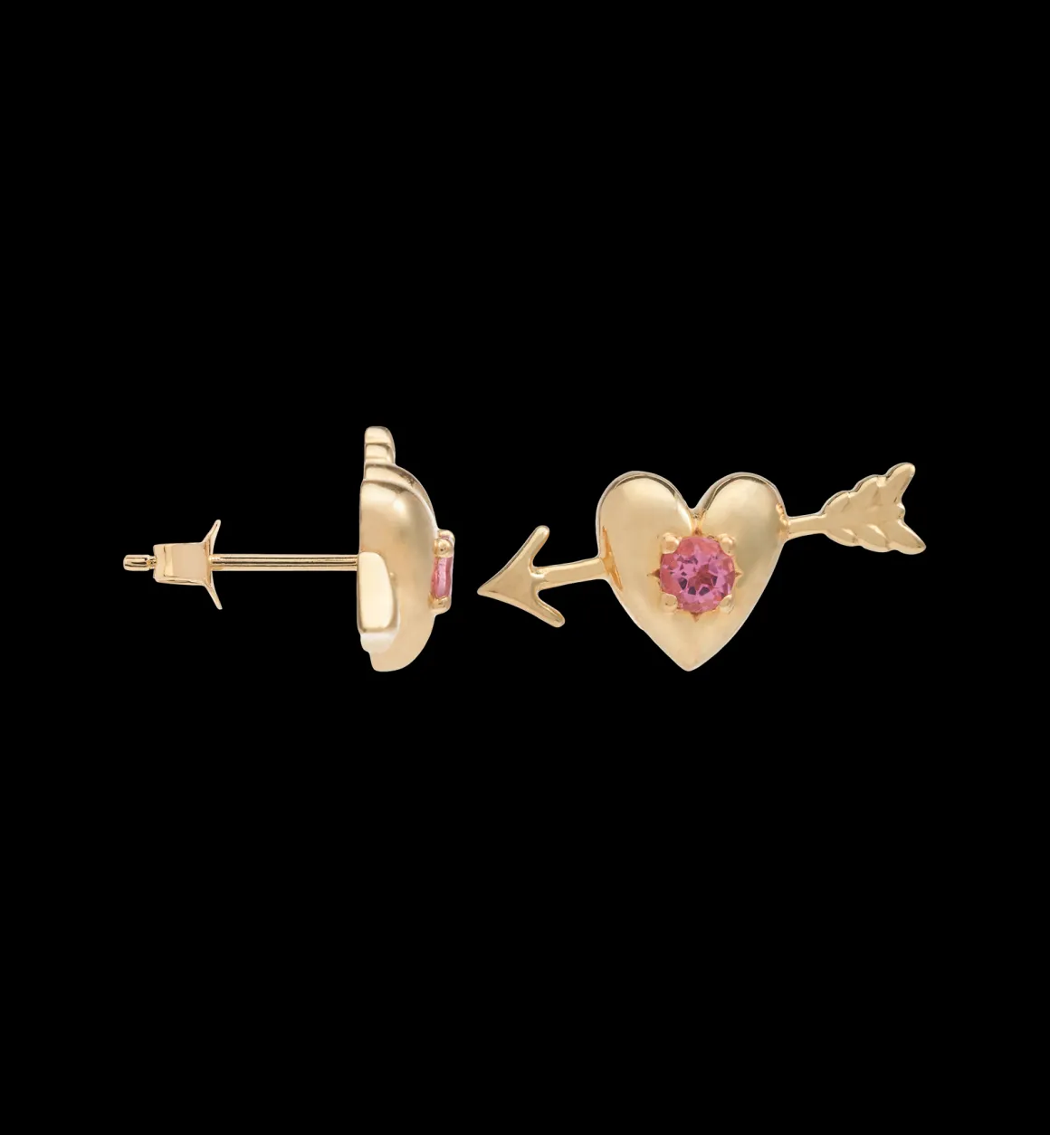 Anna + Nina 14K Goud | Voor Je Partner | Single Arrowed Heart Stud 14K