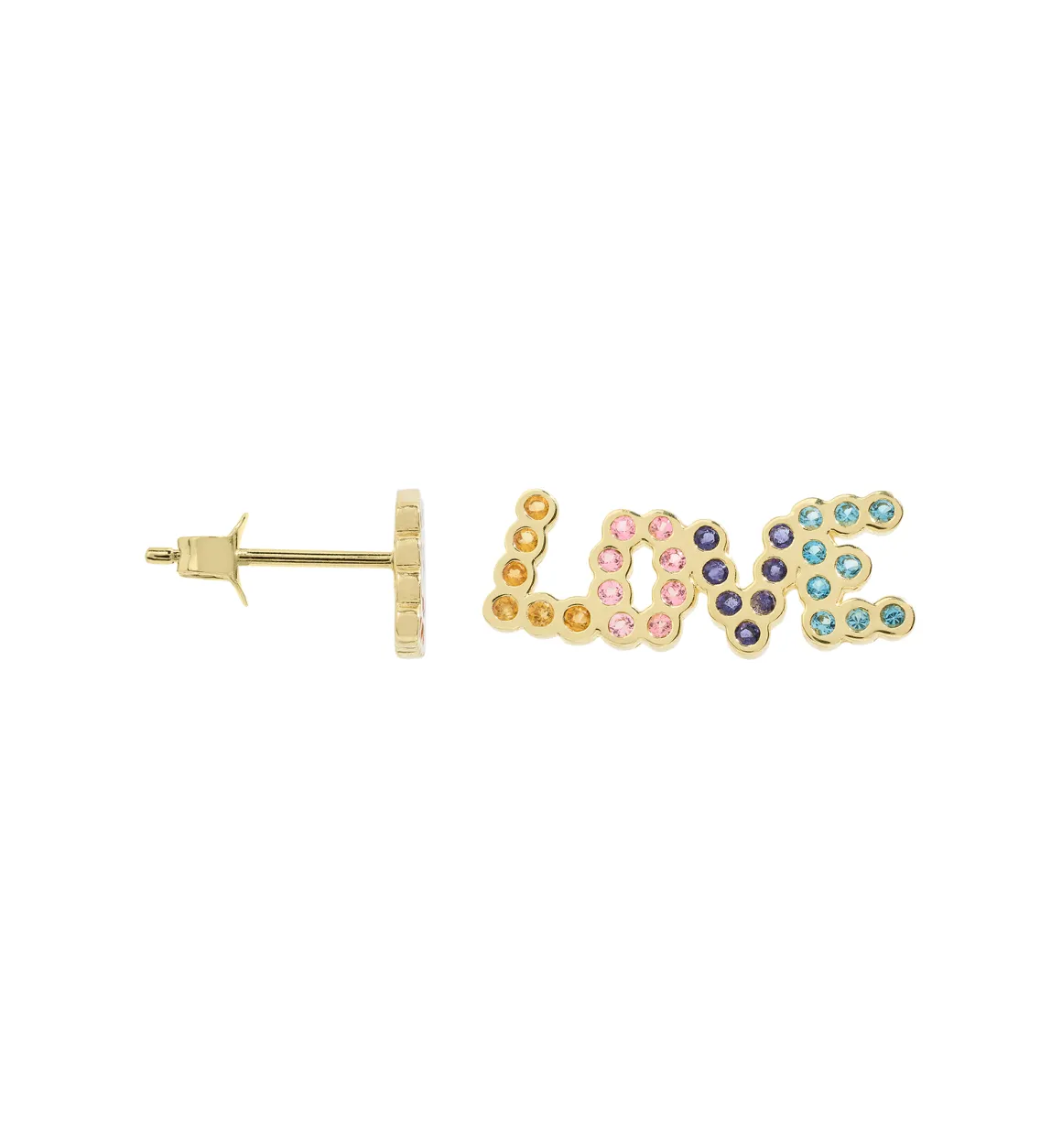 Anna + Nina 14K Goud | Single Eclectic Love Stud Earring 14K