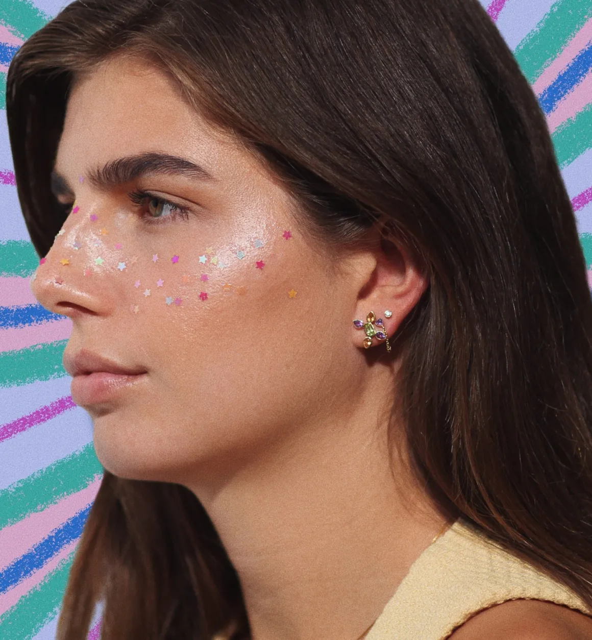 Anna + Nina 14K Goud | Voor Je Partner | Single Kaleidoscope X Stud Earring 14K