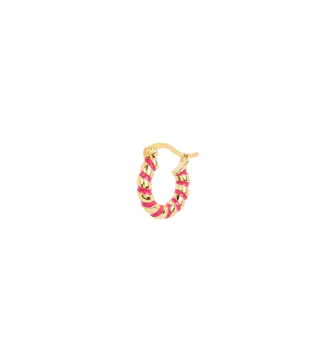 Anna + Nina ​Verguld | Zilver & Verzilverd | Single Magenta Twirl Hoop Earring