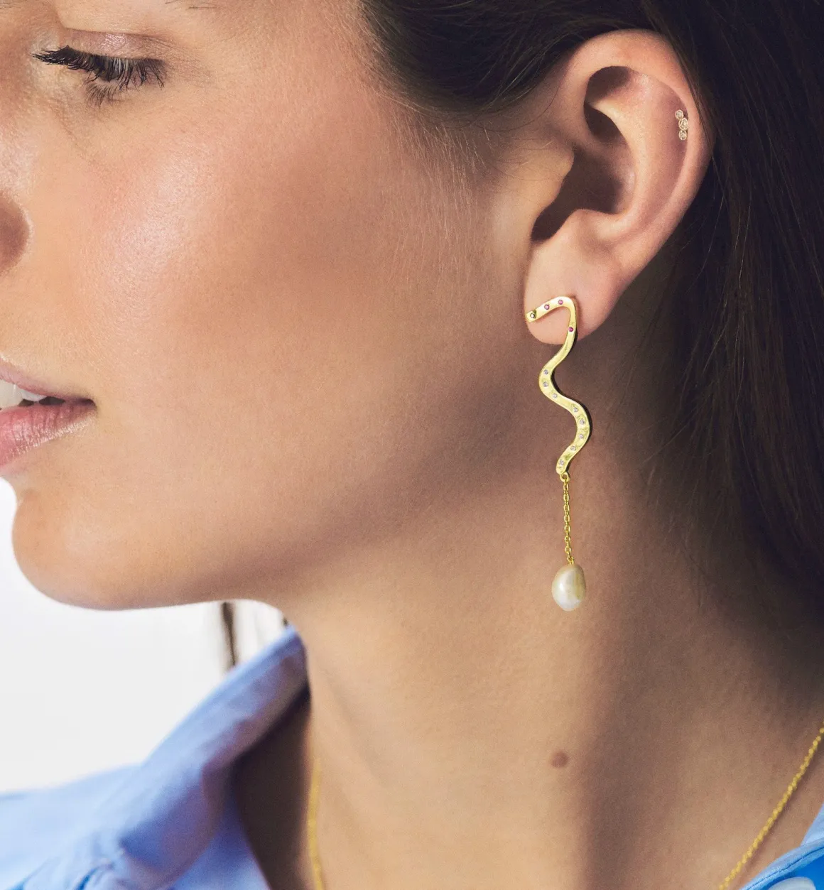 Anna + Nina ​Verguld | Zilver & Verzilverd | Single Milky Way Chain Stud