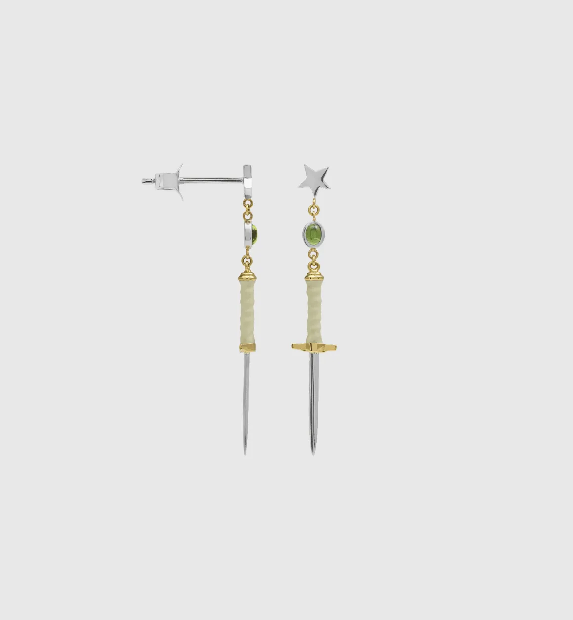 Anna + Nina Zilver & Verzilverd | Single Parchment Sword Earring