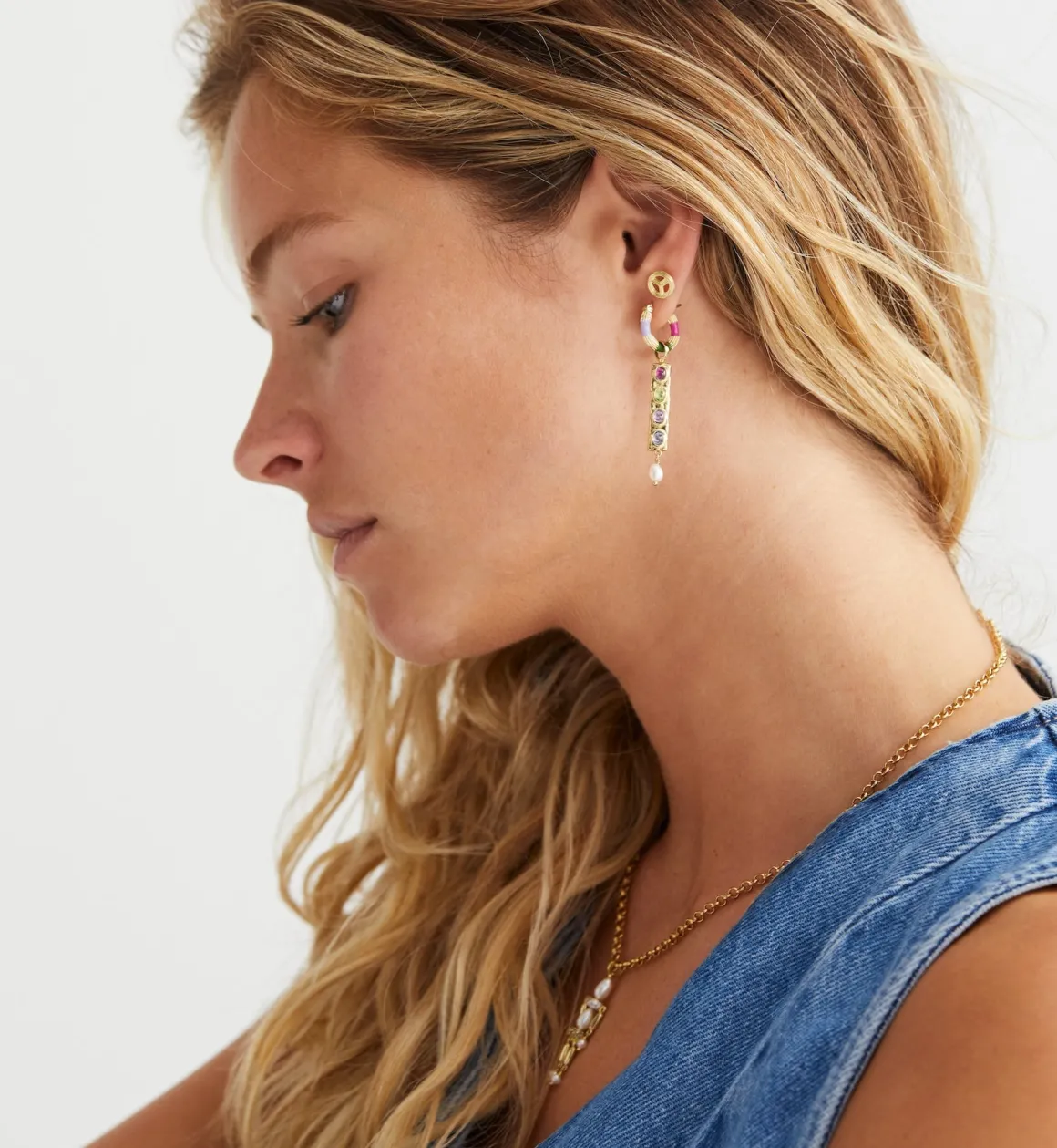 Anna + Nina ​Verguld | Zilver & Verzilverd | Single Peace Stud Earring