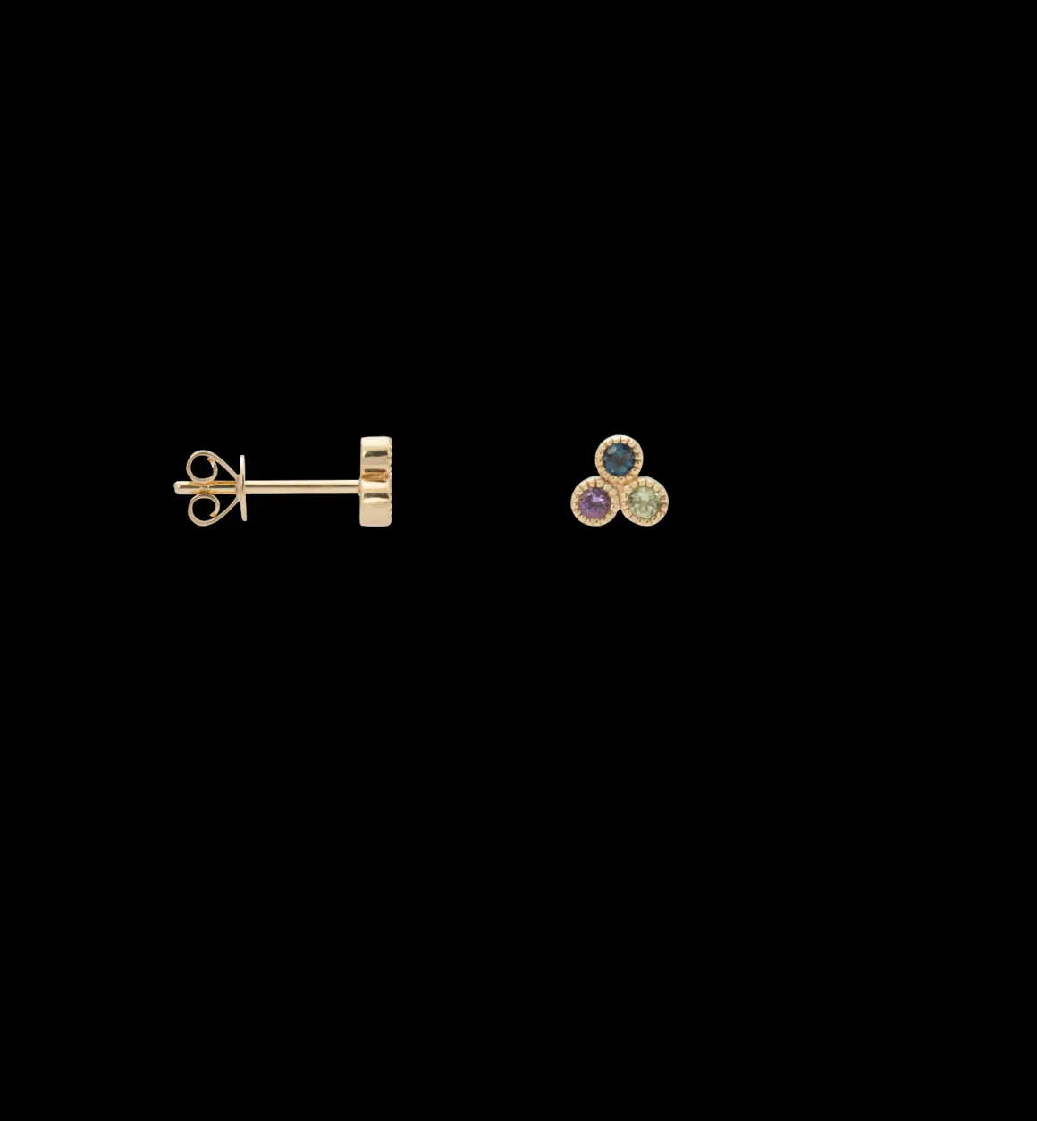 Anna + Nina 14K Goud | Voor Je Partner | Single Rainbow Trio Stud Earring 14K